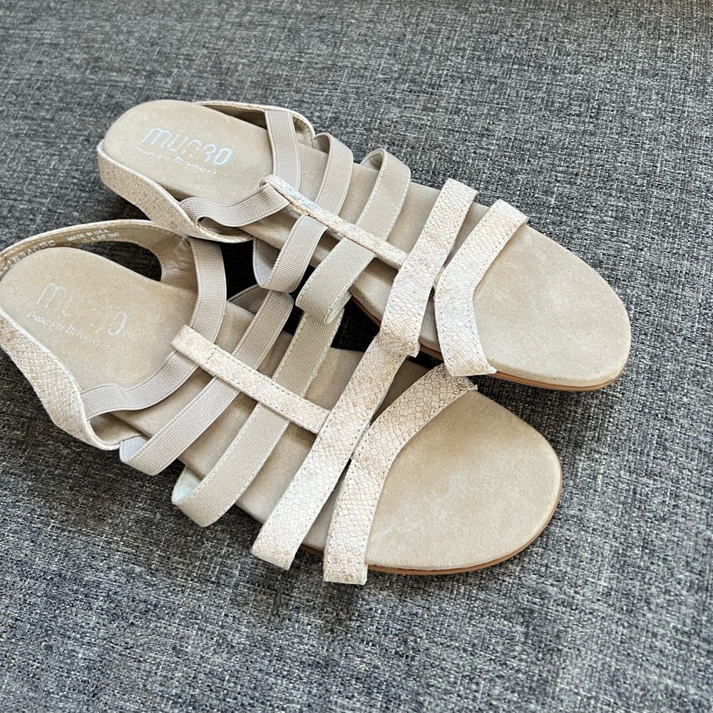 Munro Bev Slingback Strappy Sandals Beige size 8.5
